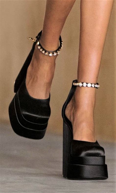 versace heels leaves|Versace chunky heels.